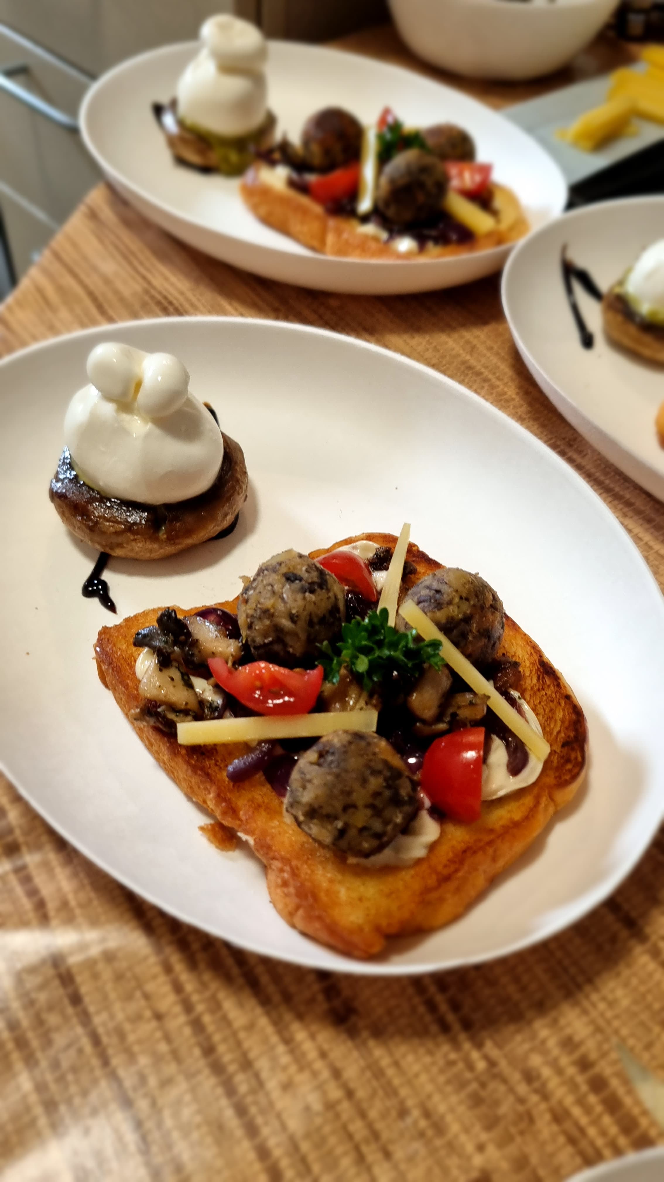 Pois chiches et champignons bruns